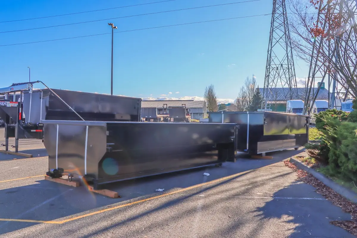Roll-off dumpster ready for waste disposal at job site for Construction Dumpster Rental in Gulf Gate